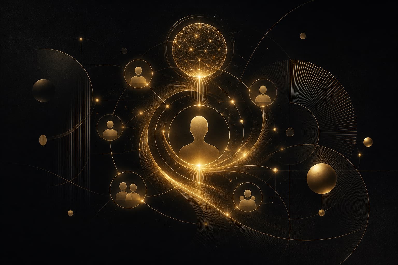 A repeat-purchase loop threading through a glowing assistant node, a symbol of how AI is reshaping brand loyalty